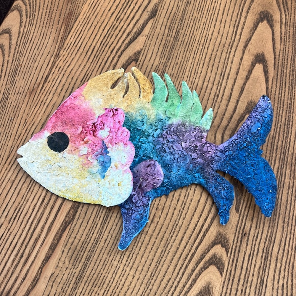 Jacque Tatum Mid Century Post Modern Textured Metal Fish Wall Mounted Sculpture